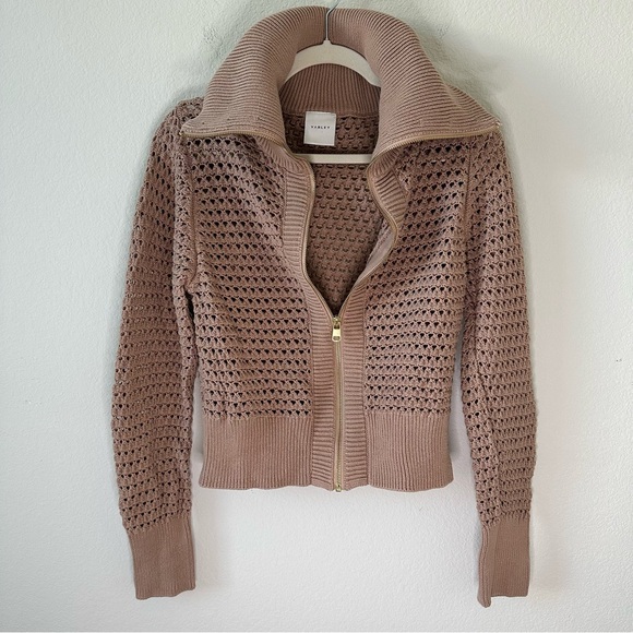Varley Eloise Zip-through Knit in Brown SZ S - Picture 4 of 10